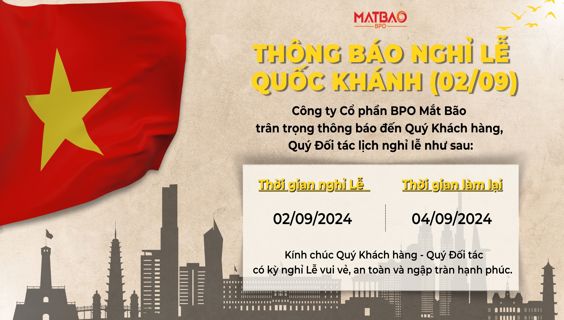 [Thông báo] - Thời gian nghỉ lễ Quốc Khánh (02/09)